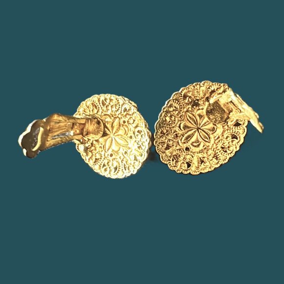 Vintage Gemstone Pearl and Gold West Germany Made Clip-On Earrings EUC - Picture 12 of 12